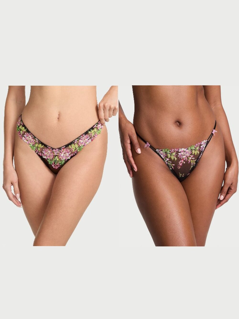 Victorias Secret Dream Angels Wisteria Embrdry Brazilian & V-String Panty XS Set